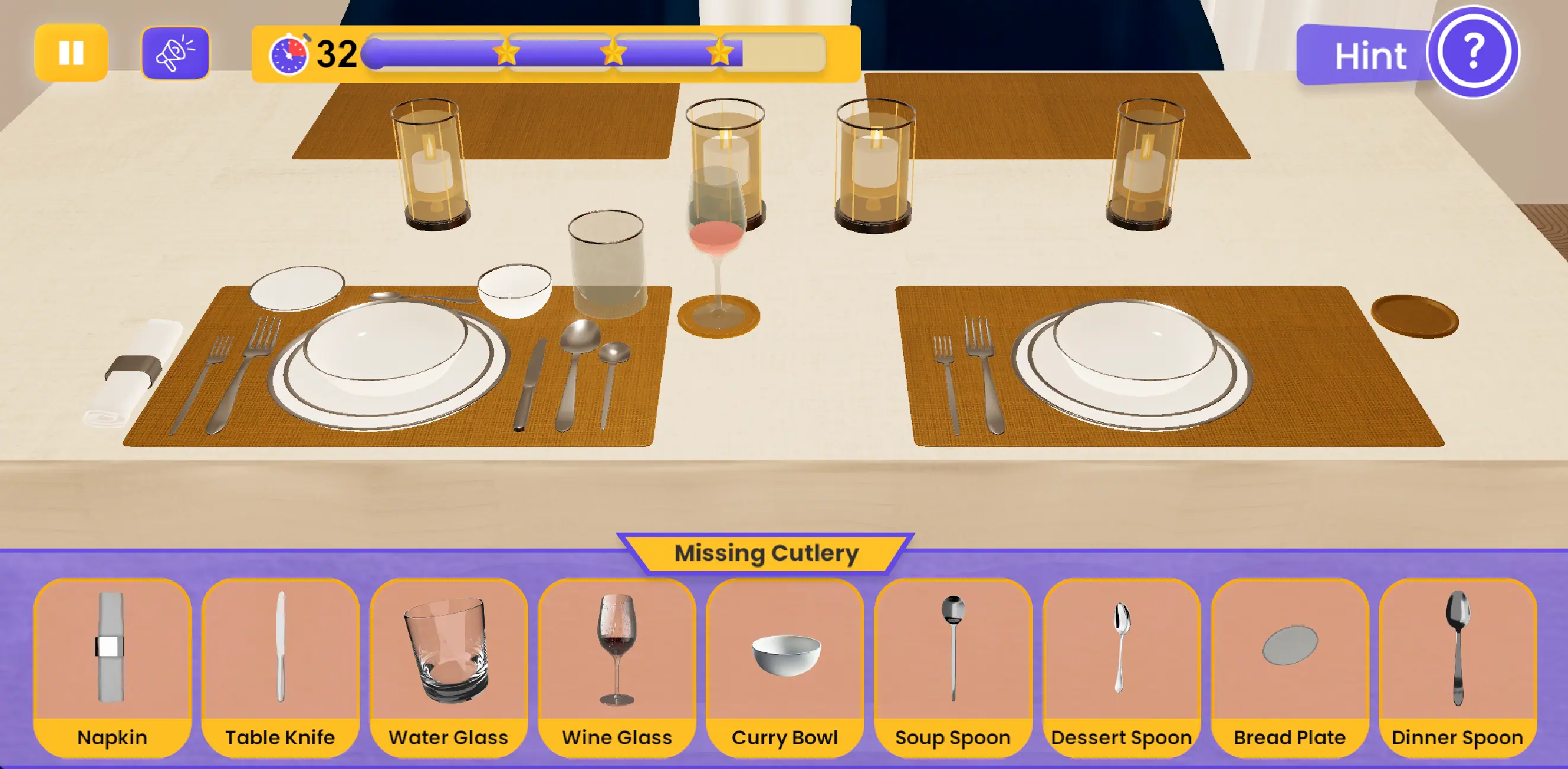 Formal Table Setup gameplay in Home Gadget Master